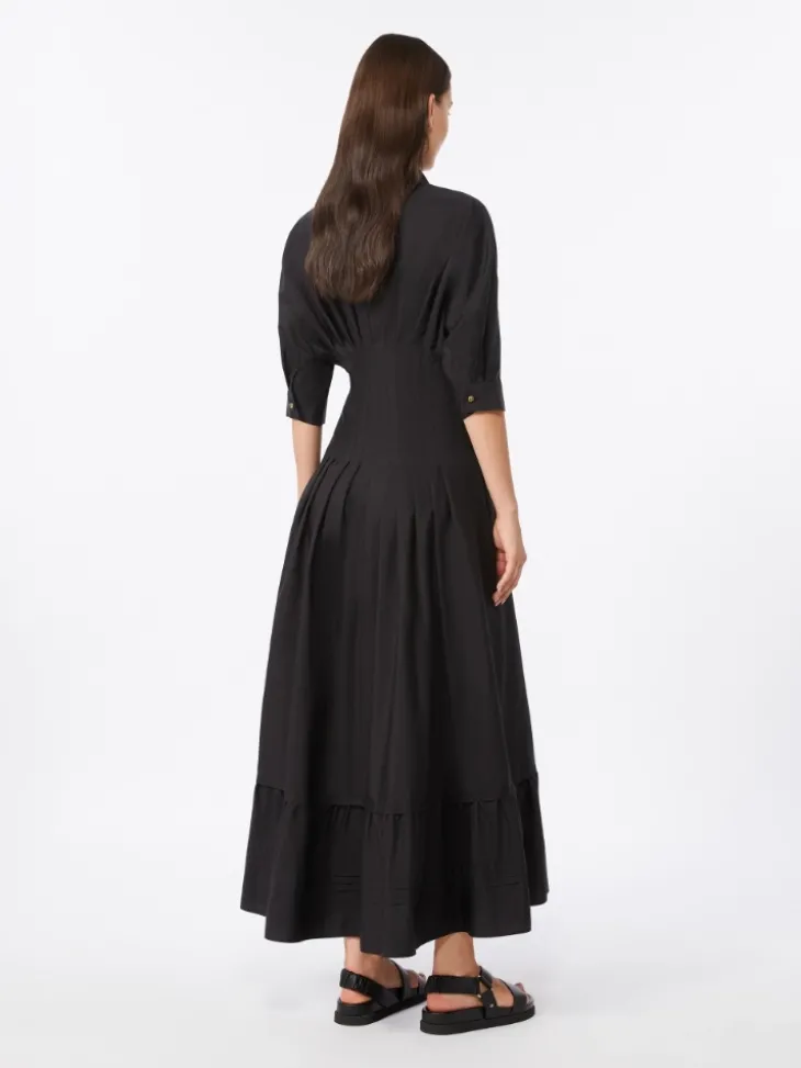 Cotton poplin dress - BLACK