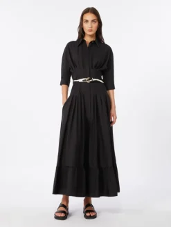 Cotton poplin dress - BLACK