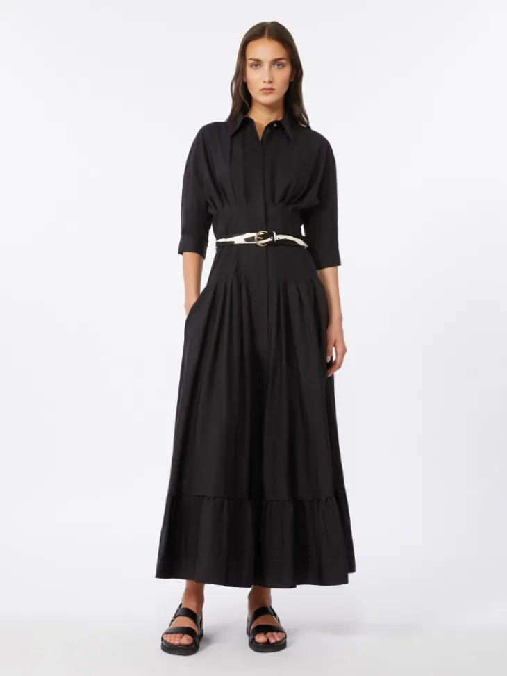 Cotton poplin dress - BLACK