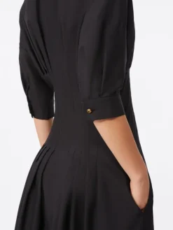 Cotton poplin dress - BLACK