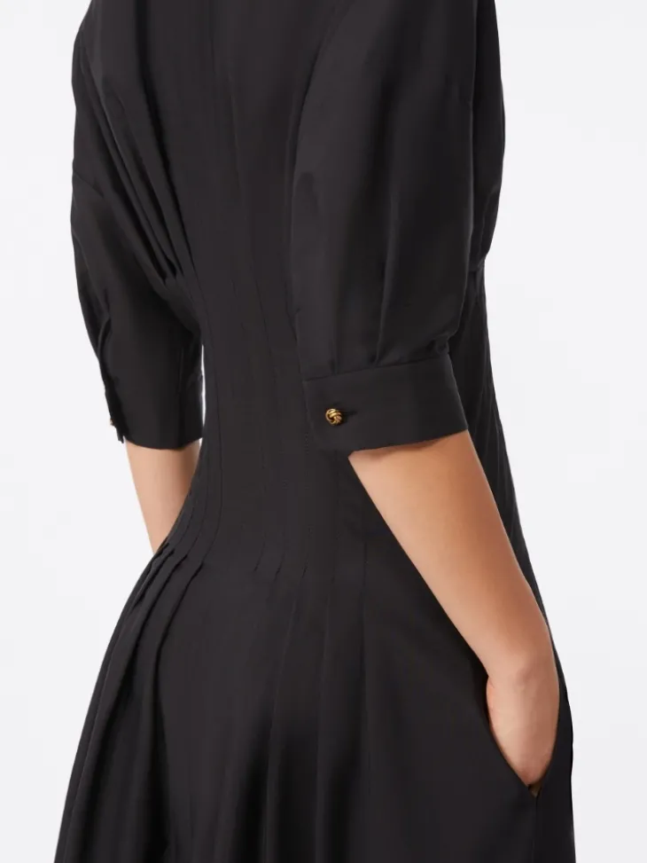 Cotton poplin dress - BLACK