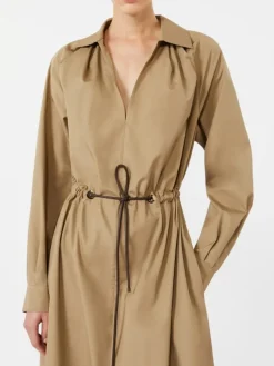 Cotton poplin dress - KAKI