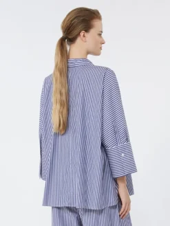 Cotton poplin oversize shirt - NAVY