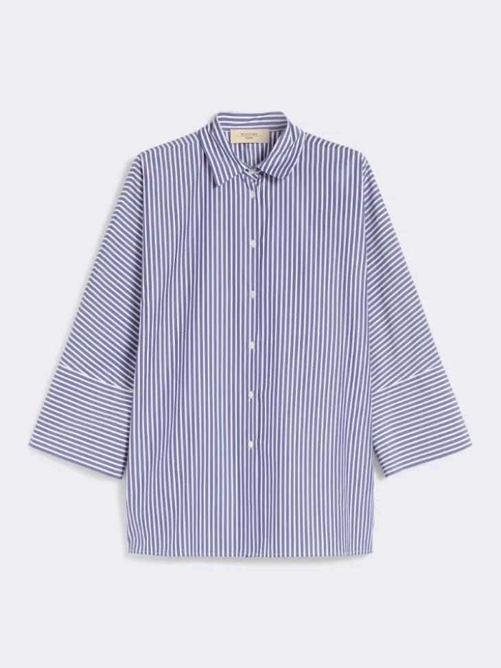 Cotton poplin oversize shirt - NAVY