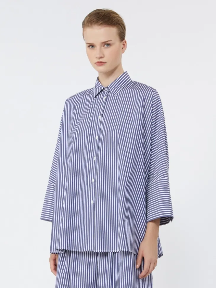Cotton poplin oversize shirt - NAVY