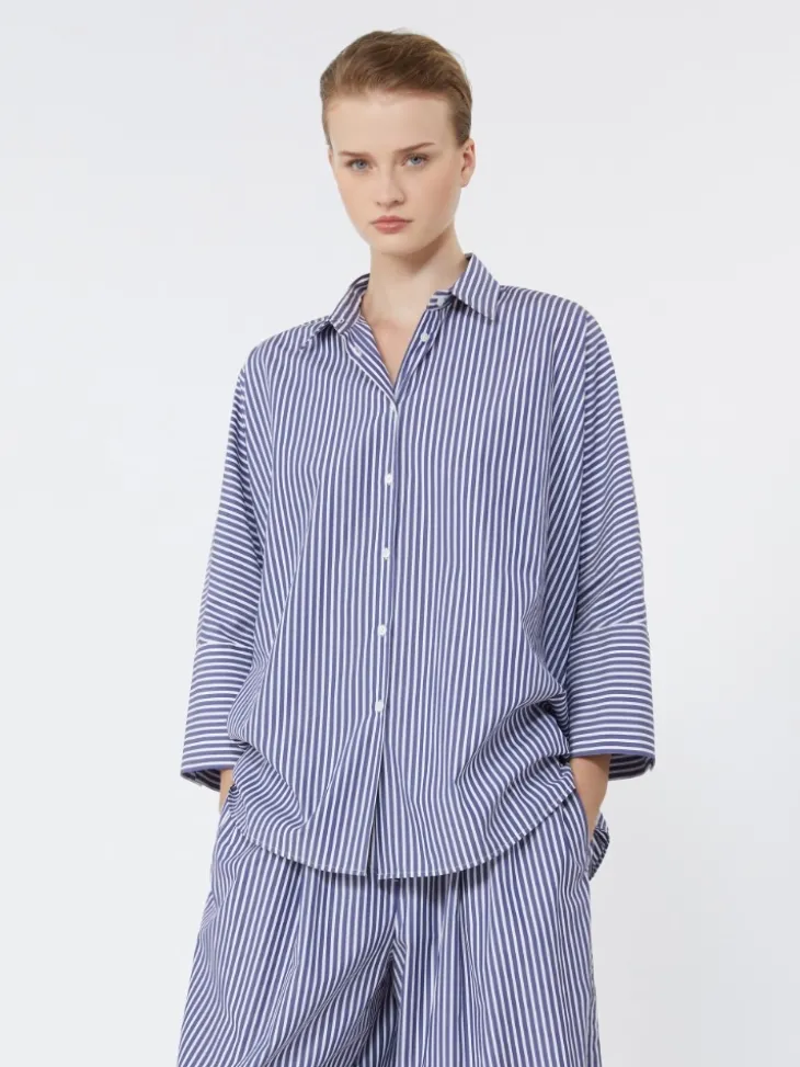 Cotton poplin oversize shirt - NAVY