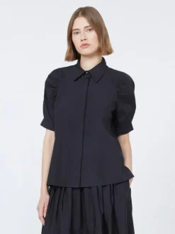 Cotton poplin shirt - BLACK