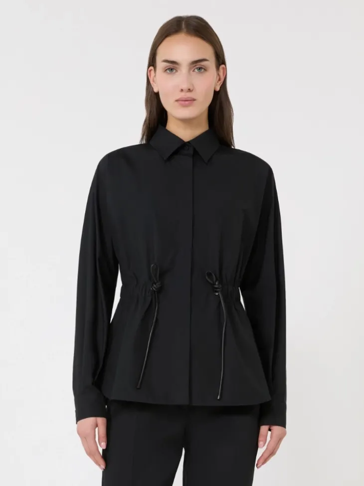 Cotton poplin shirt - BLACK