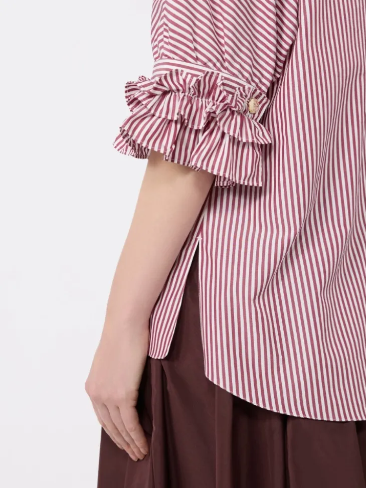Cotton poplin shirt - BORDEAUX