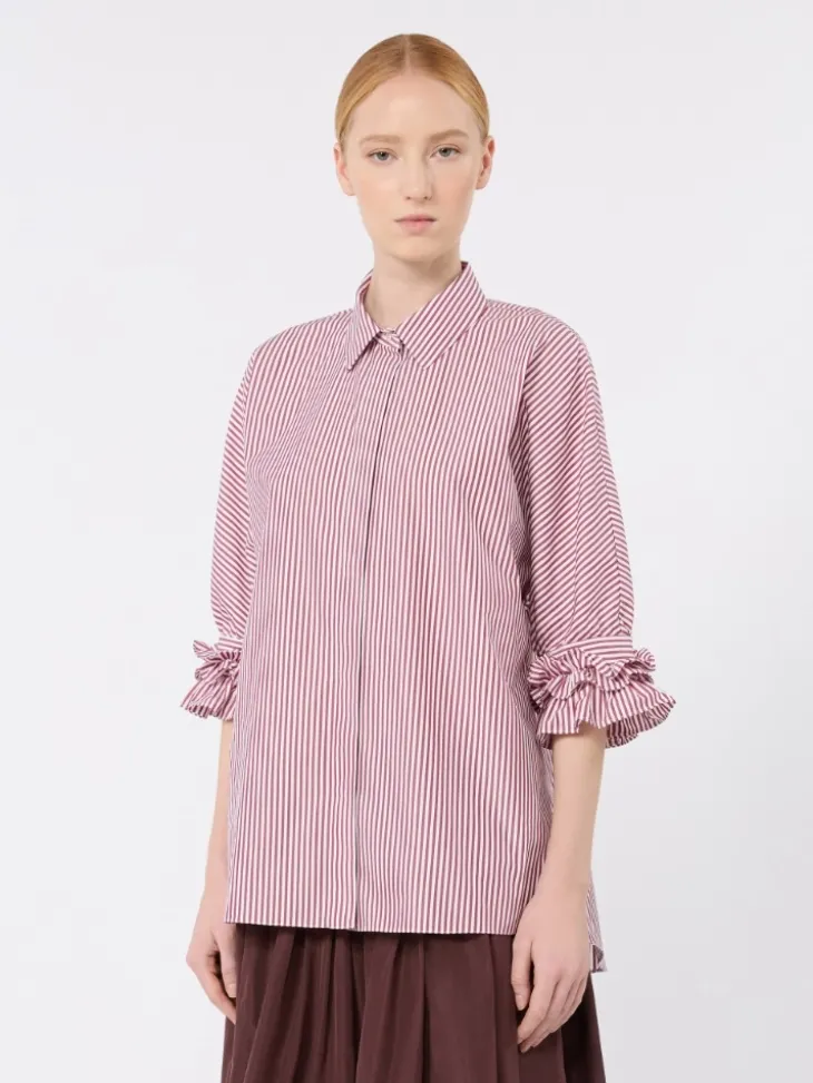 Cotton poplin shirt - BORDEAUX