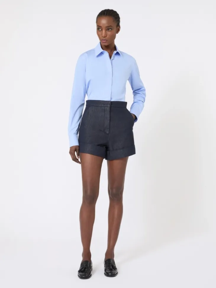 Cotton poplin shirt - LIGHT BLUE