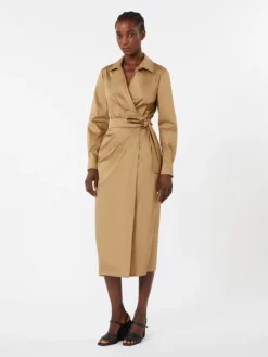 Cotton satin shirt dress - DESERT