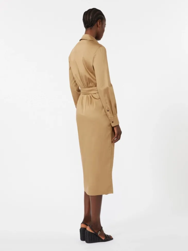 Cotton satin shirt dress - DESERT