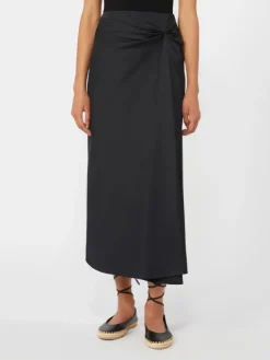 Cotton satin skirt - BLACK