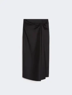 Cotton satin skirt - BLACK