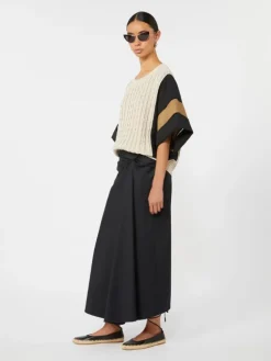 Cotton satin skirt - BLACK