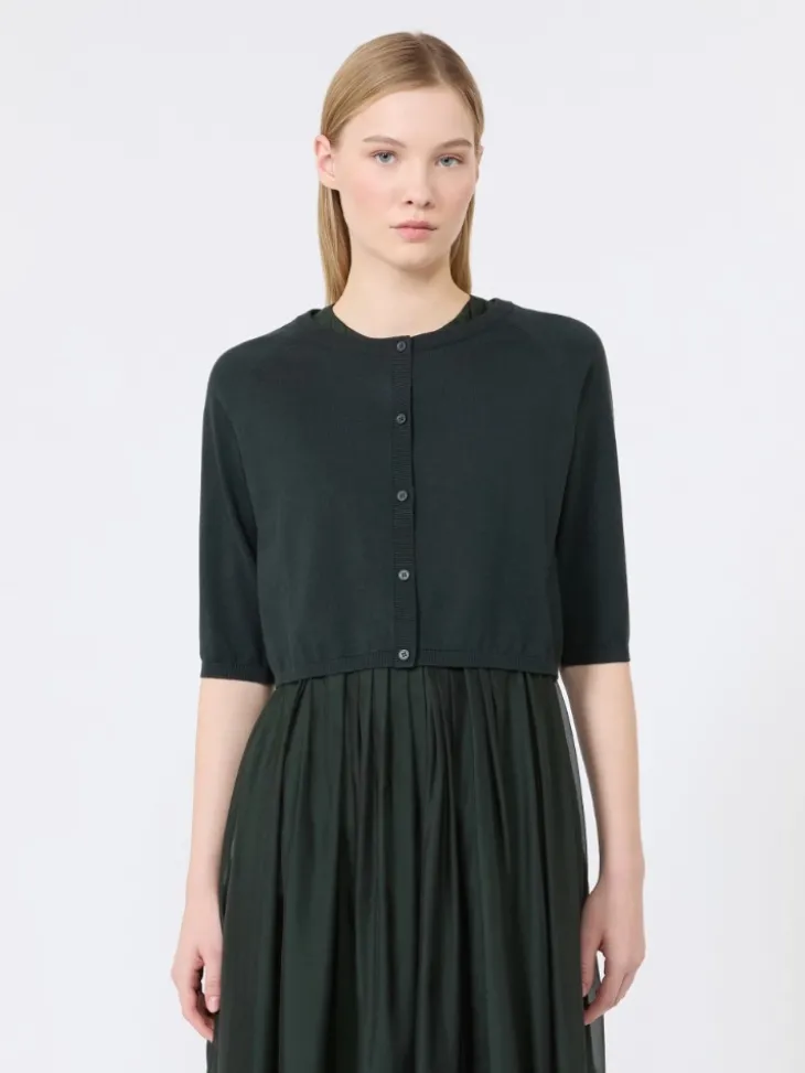 Cotton, silk and cashmere shrug - DARK GREEN