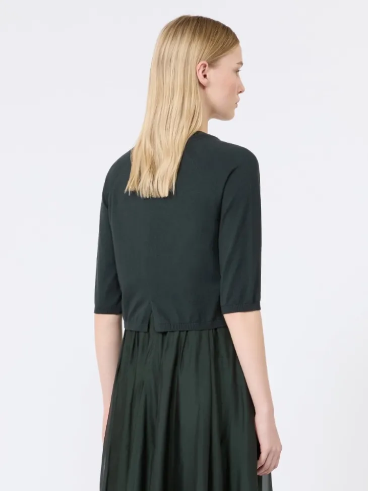 Cotton, silk and cashmere shrug - DARK GREEN