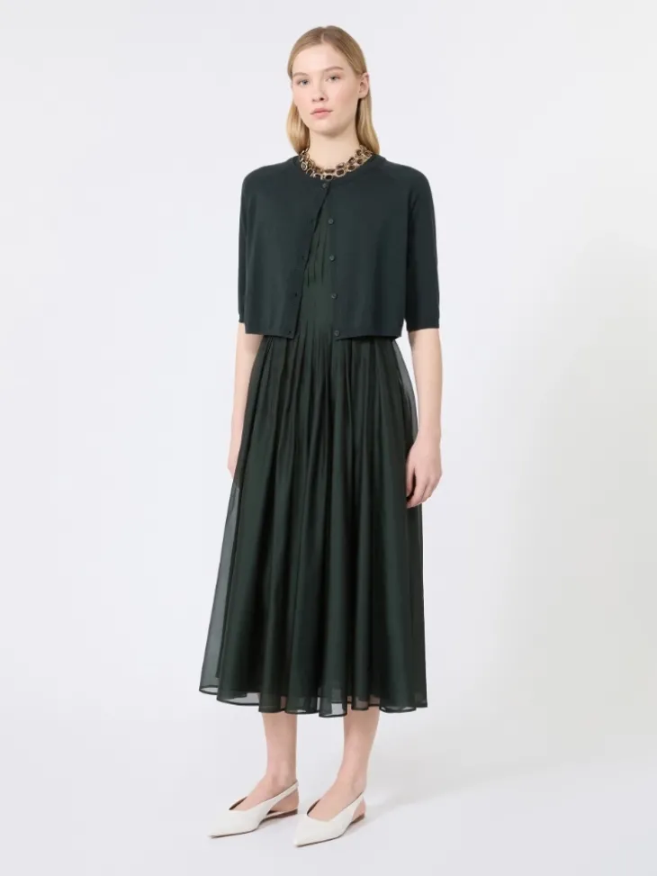 Cotton, silk and cashmere shrug - DARK GREEN