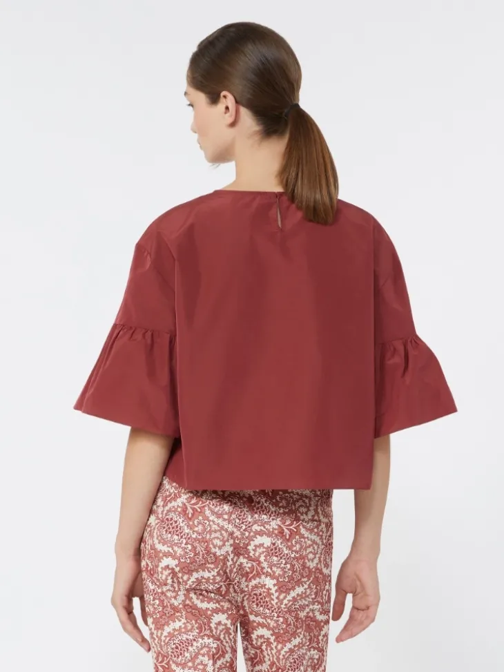 Cotton taffeta cropped blouse - CHERRY