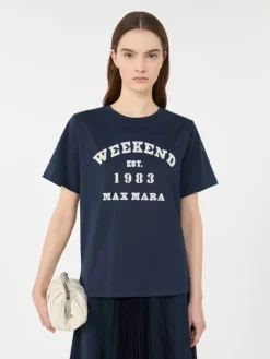 Cotton T-shirt with graphic print - NAVY