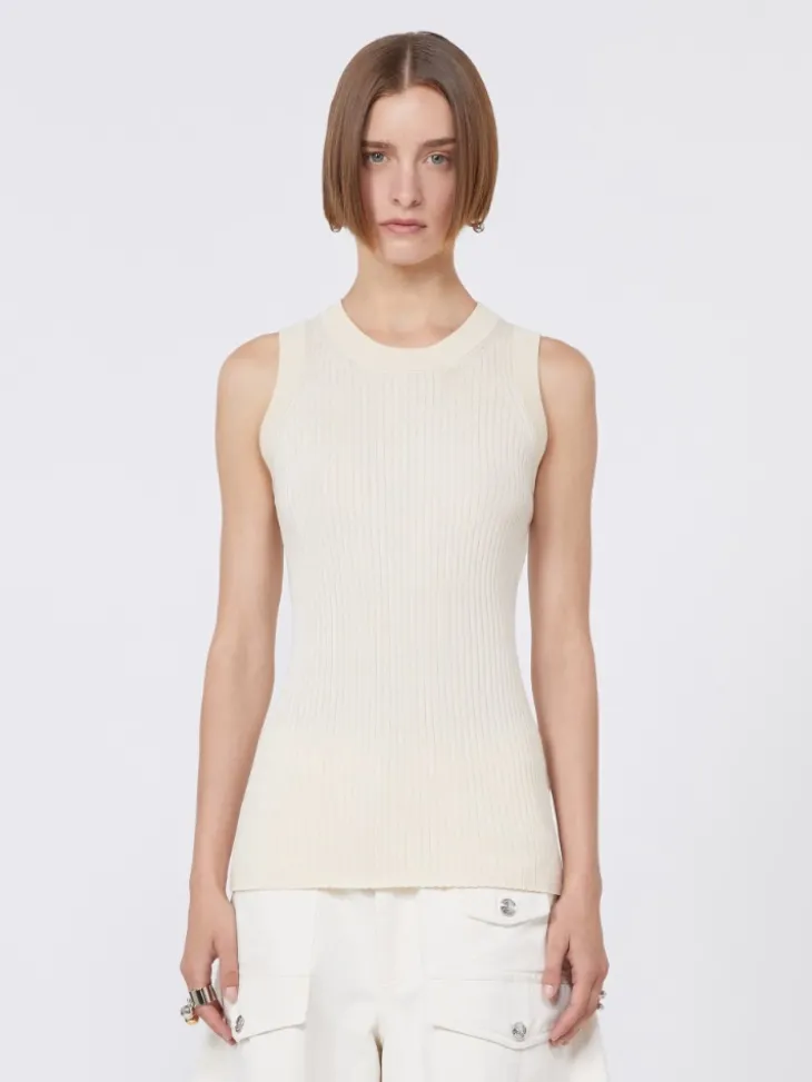 Cotton vest top - ECRU