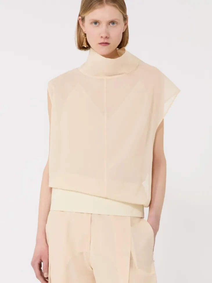 Cotton voile two-piece blouse - ECRU