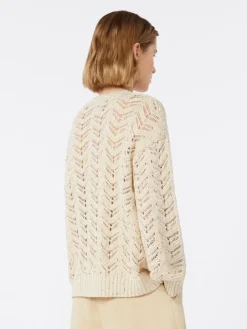 Cotton yarn and sequin sweater - BEIGE