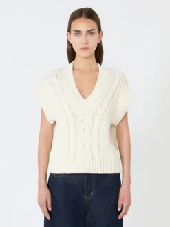 Cotton yarn gilet - ECRU