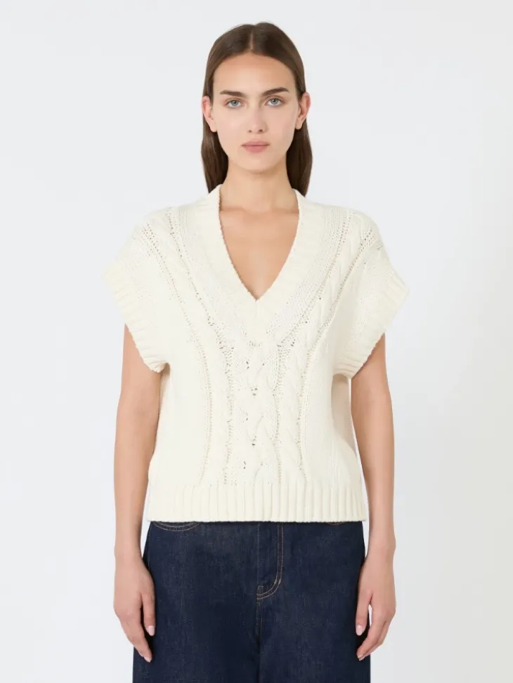 Cotton yarn gilet - ECRU