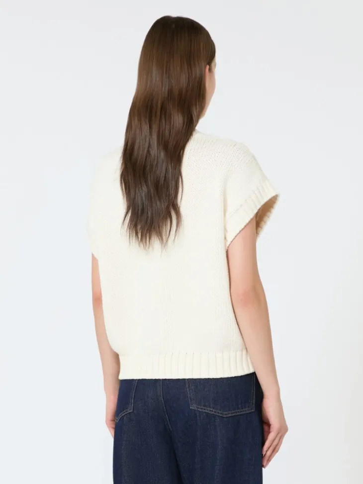 Cotton yarn gilet - ECRU