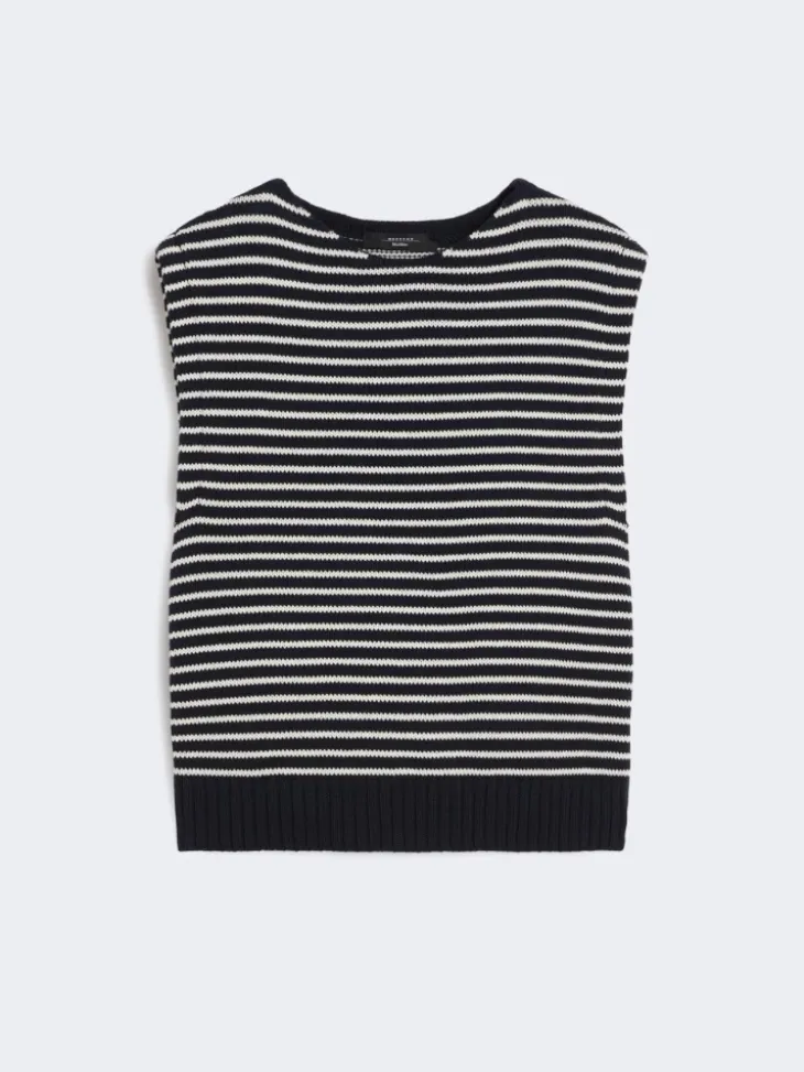 Cotton yarn gilet - NAVY