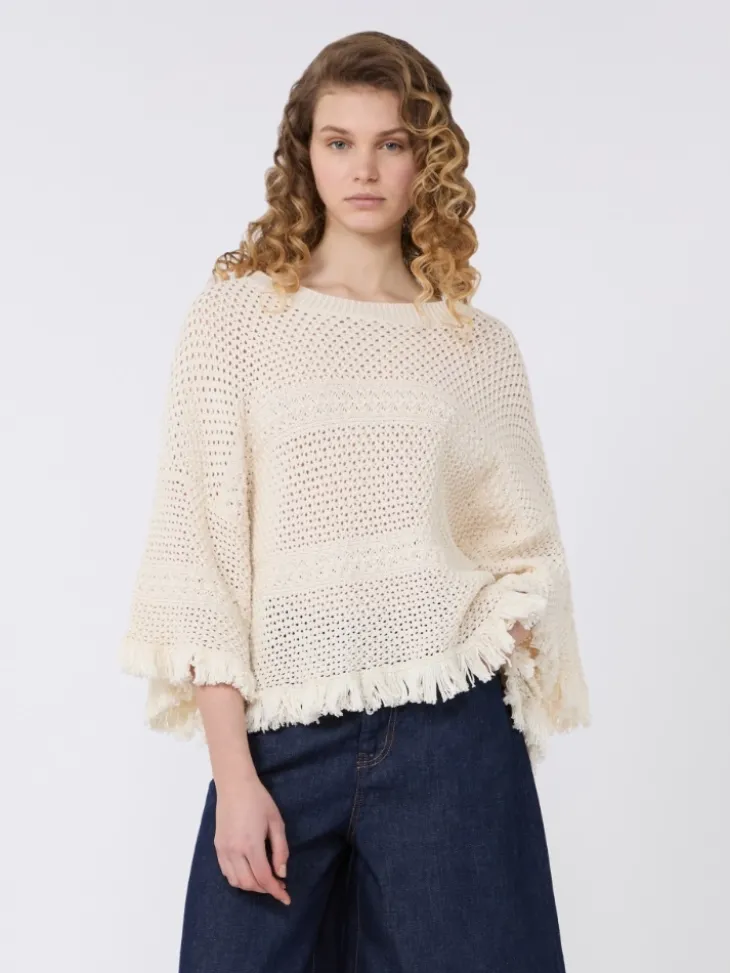 Cotton yarn oversize jumper - ECRU