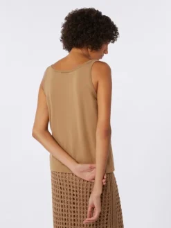 Cotton yarn sleeveless jumper - DESERT