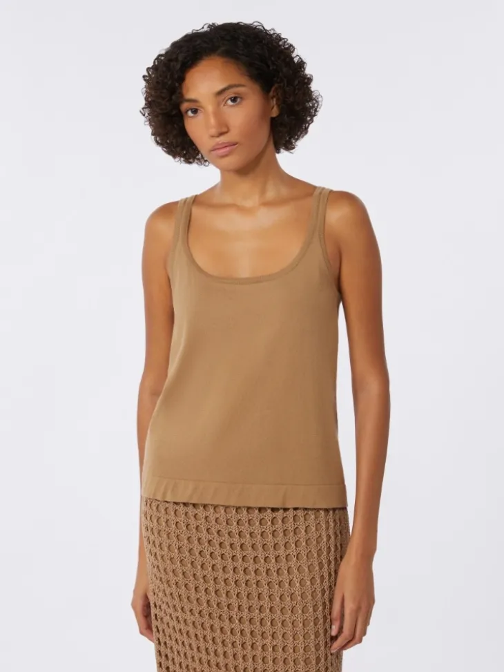 Cotton yarn sleeveless jumper - DESERT