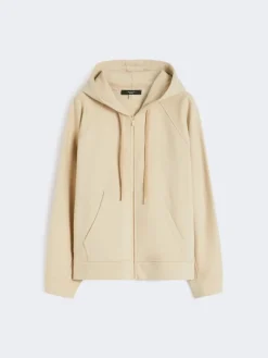 Cotton zip-up sweatshirt - SAND