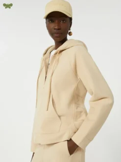 Cotton zip-up sweatshirt - SAND