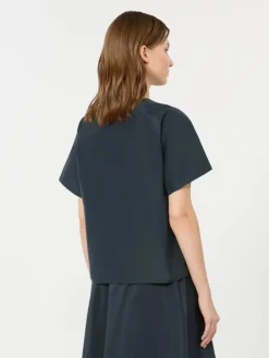 Cotton-blend taffeta blouse - NAVY