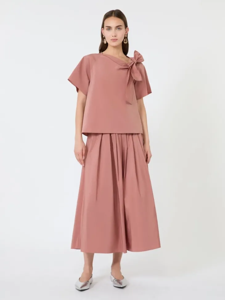 Cotton-blend taffeta blouse - TERRA COTTA