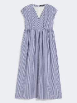Cotton-poplin A-line dress - NAVY
