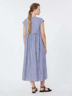 Cotton-poplin A-line dress - NAVY