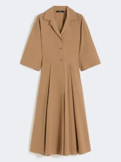 Cotton-poplin midi shirt dress - TOBACCO