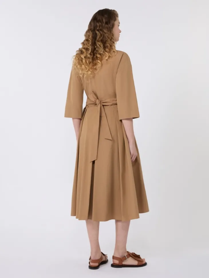 Cotton-poplin midi shirt dress - TOBACCO
