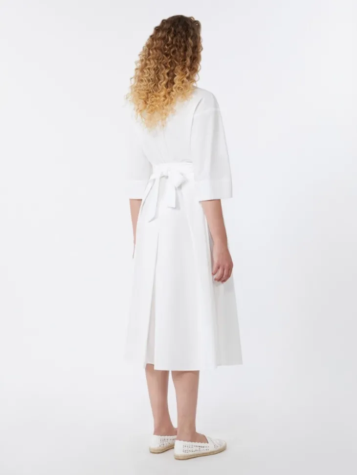 Cotton-poplin midi shirt dress - WHITE