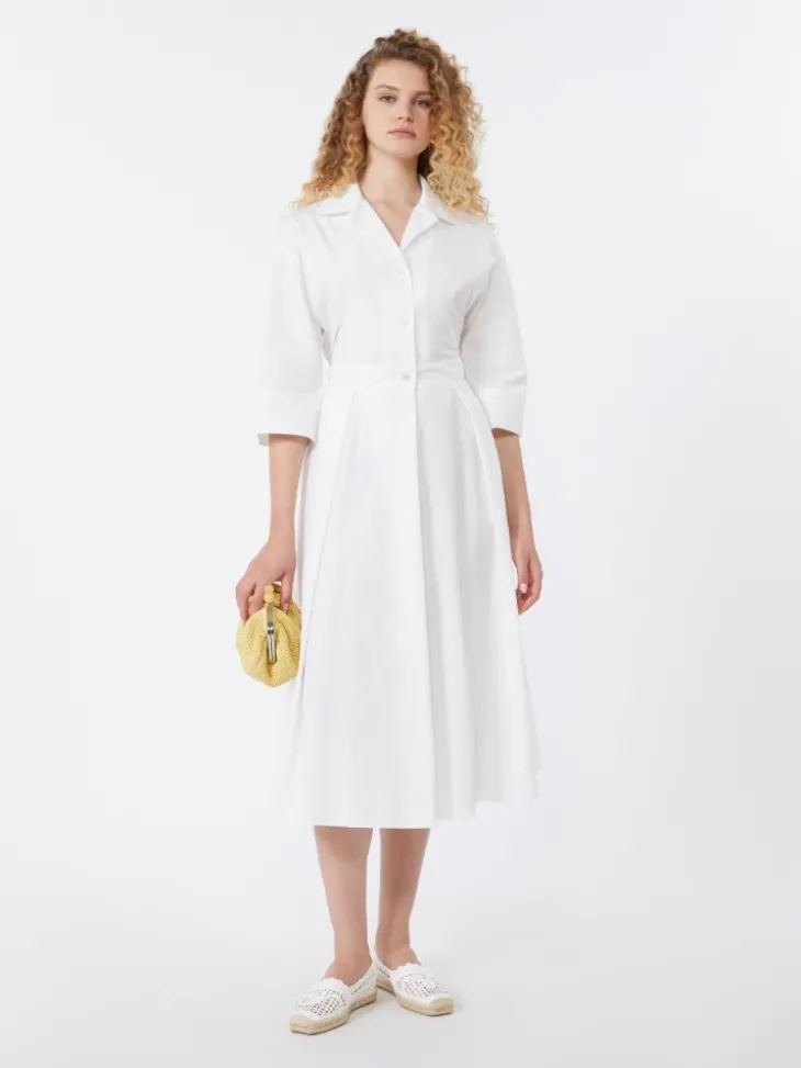 Cotton-poplin midi shirt dress - WHITE