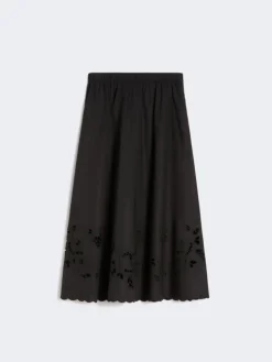 Cotton-poplin midi skirt - BLACK