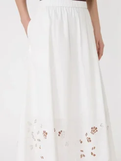 Cotton-poplin midi skirt - WHITE