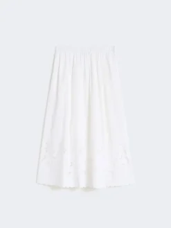 Cotton-poplin midi skirt - WHITE