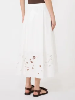 Cotton-poplin midi skirt - WHITE