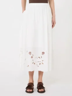 Cotton-poplin midi skirt - WHITE